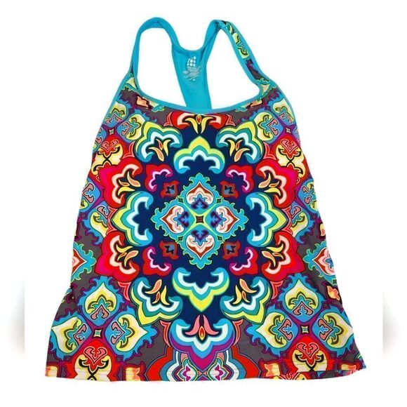 Title Nine Active Racer T back Top, Built-in Bra, Boho Moroccan | M - Picture 1 of 6